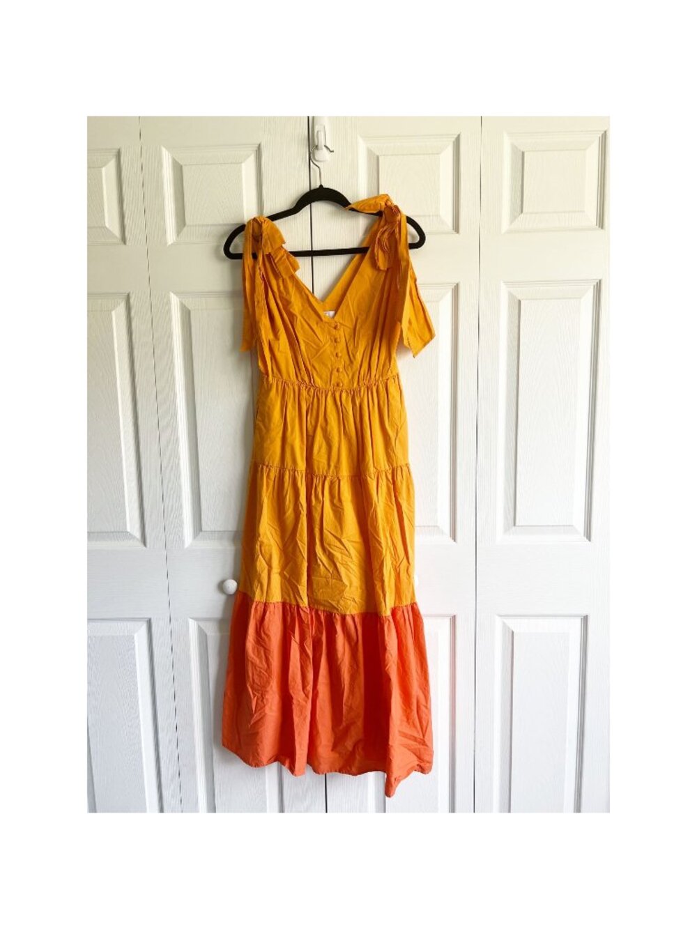 Color Me Courtney Louise Orange Stripe Tie Shoulder Maxi Dress Women's Size 0